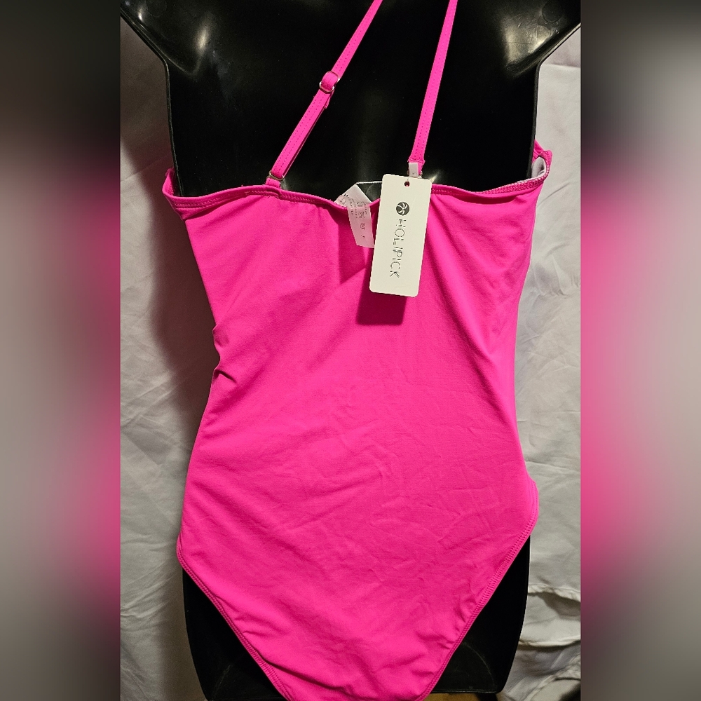 Chic Pink One-Shoulder tummy control Swimsuit Size L - Picture 2 of 3